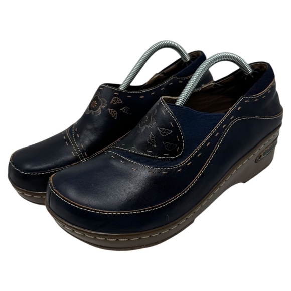 L'artiste Burbank Navy Slip On Clog Shoes - Picture 11 of 12